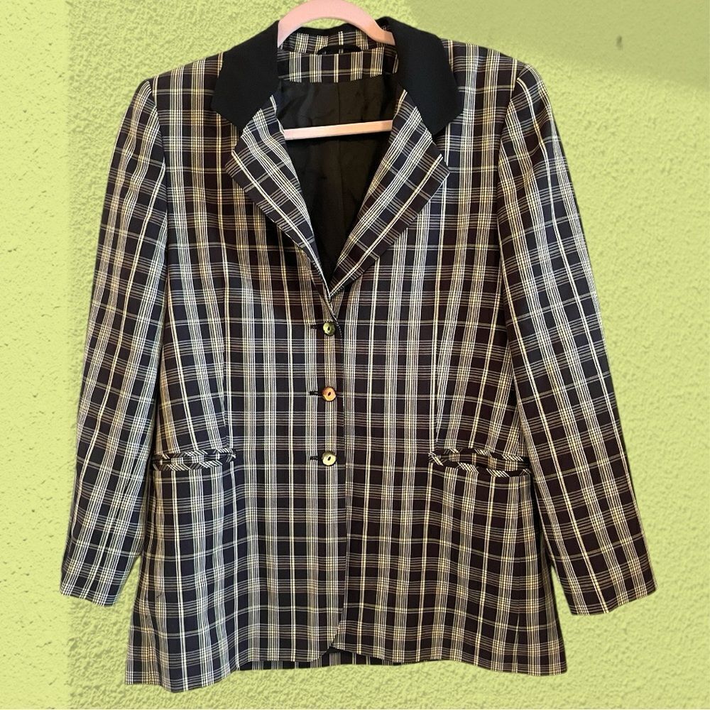 Vintage plaid wool blazer